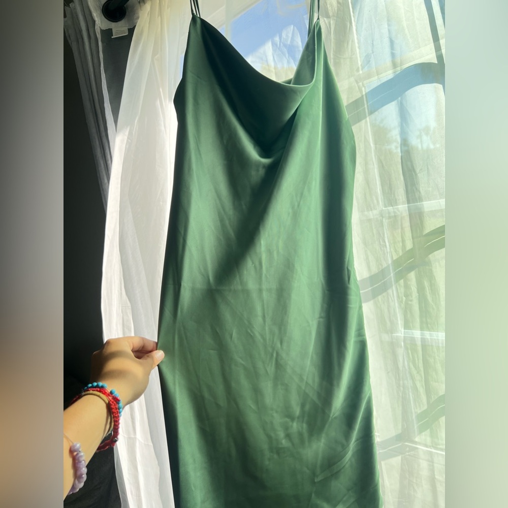 Forever 21 Satin Mint Green Dresss with adjustable slit